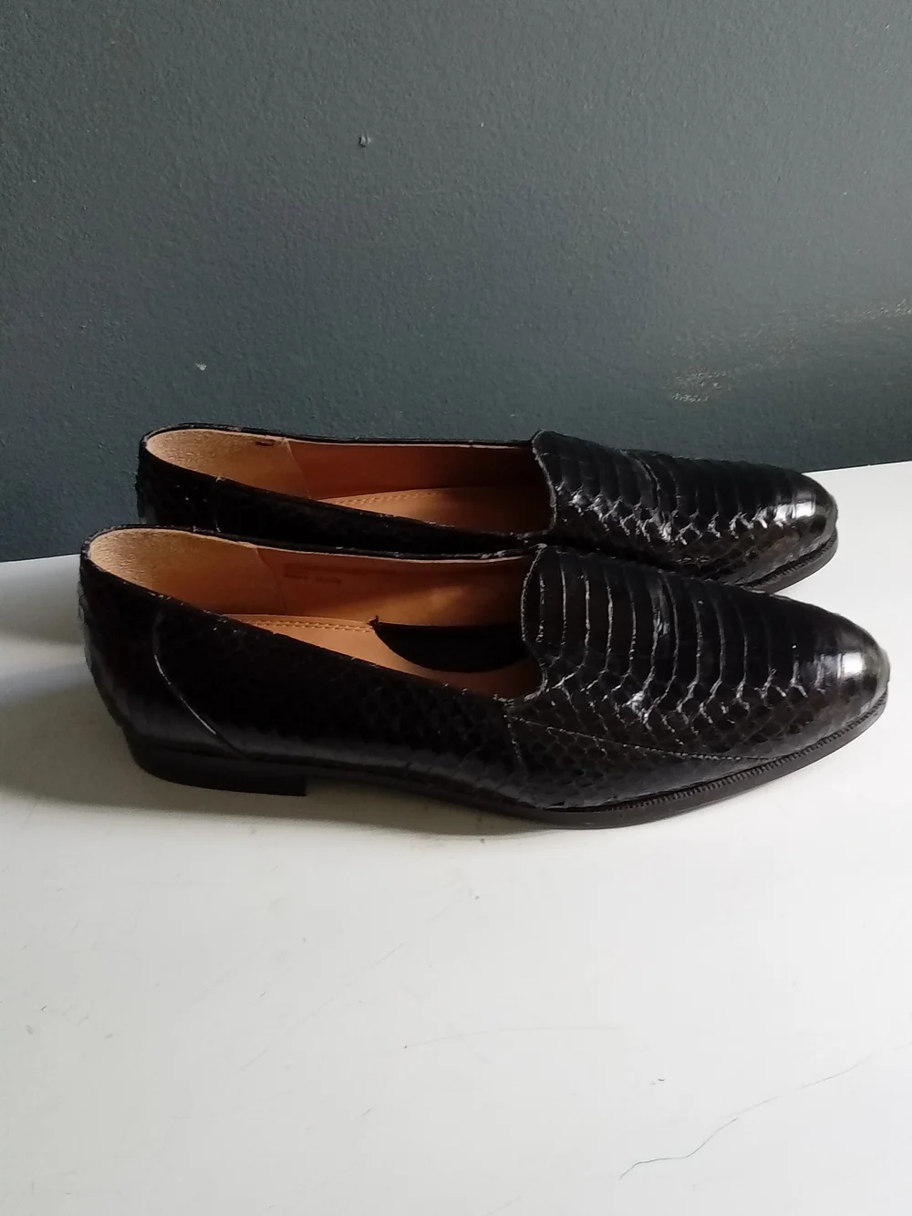 Giorgio Brutini Private Collection Mens Black Genuine Snake Skin Loafers 10.5M